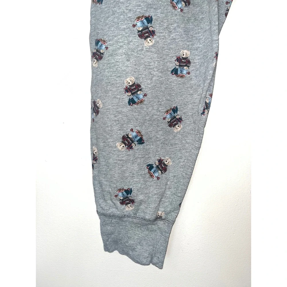 Polo Ralph Lauren Mens Polo Bear All Over Print‎ Jogger Pajama Pants Gray Large